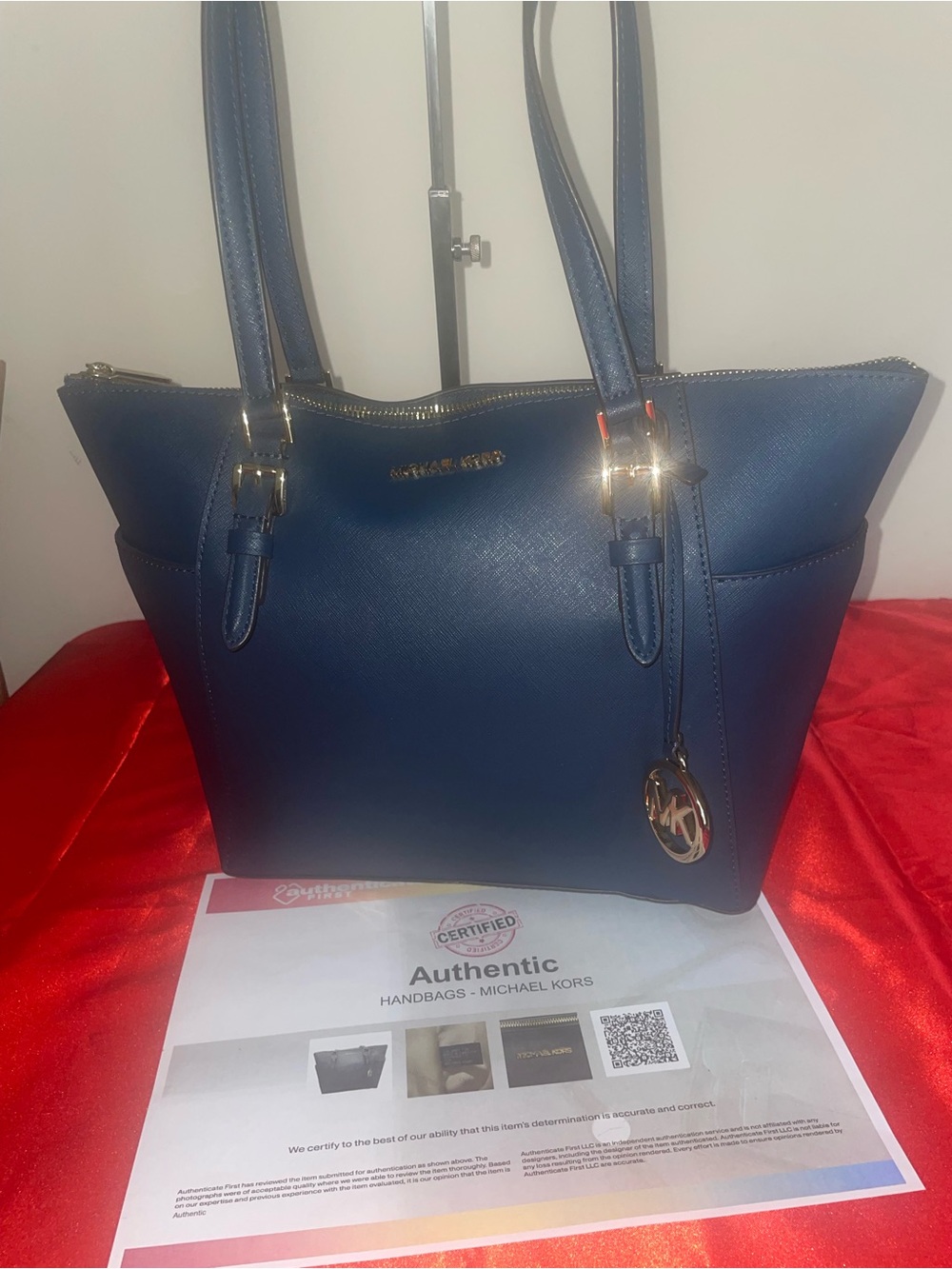 Authentic Michael Kors Purse #098NCOA Charlotte Large Top Zip Tote